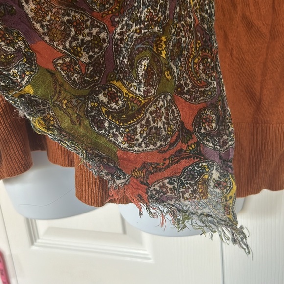 MNG by Mango Paisley Lightweight Scarf Sage, Yellow, White, Purple - Picture 10 of 11